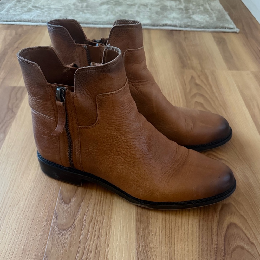 Franco Sarto Tan Leather Ankle Boots